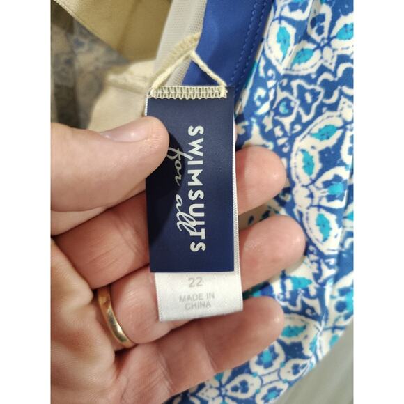 Women's Swimsuits For All 2 Piece Blue Tankini Plus Size 22 Beach Pool Cruise - Picture 3 of 8